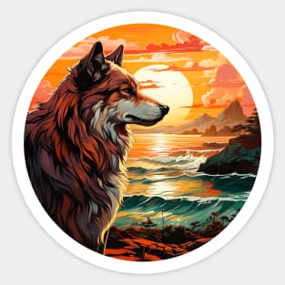Wolf sunset close Sticker
